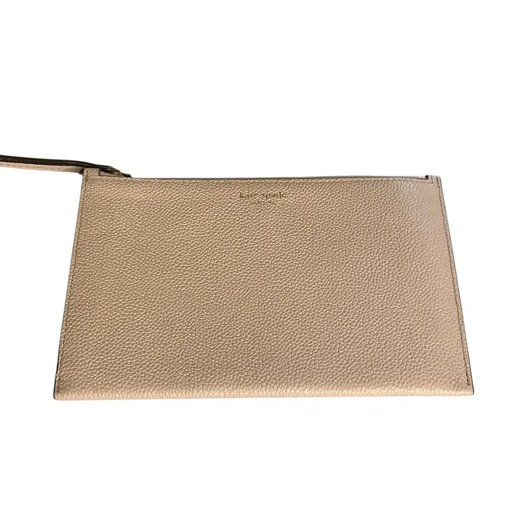 Kate Spade New‎ York Wristlet Clutch Pink Beige Leather Zip Top Purse Bag